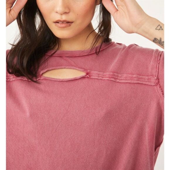 Free People Cut It Out Tee In Orchid Rain - Picture 5 of 6